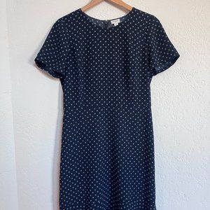 J Crew Women's Navy Blue Floral Dot Fit and Flare Dress (Size 8)